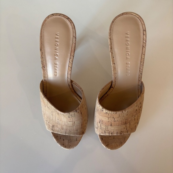 Veronica Beard Dali Tan Natural Cork Platform Heel Size 7 - Picture 5 of 7